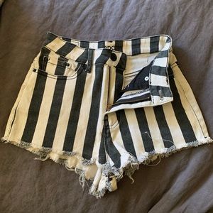 Striped high waist shorts
